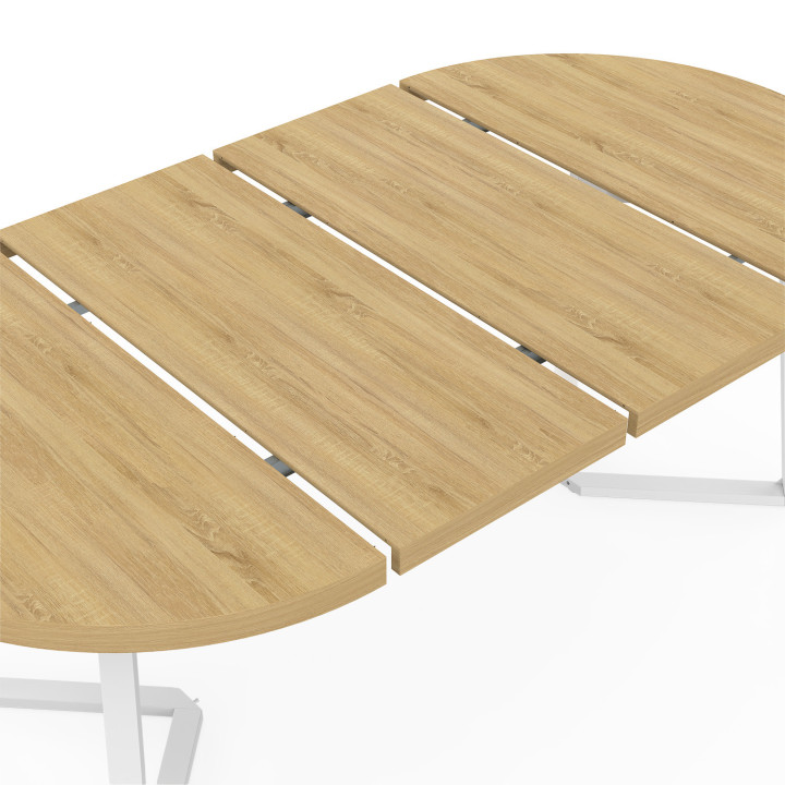 Tavolo da pranzo rotondo allungabile 4-10 persone in legno e bianco 110-200 cm - SELMA | IdMarket