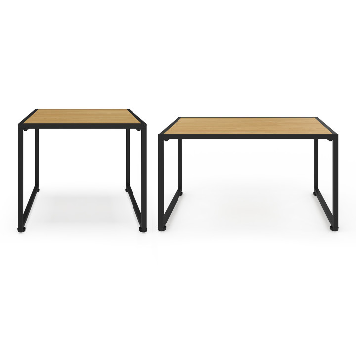 Set di mobili da giardino bassi a 8 posti con angoli in metallo nero e cuscini neri - RIO | IdMarket