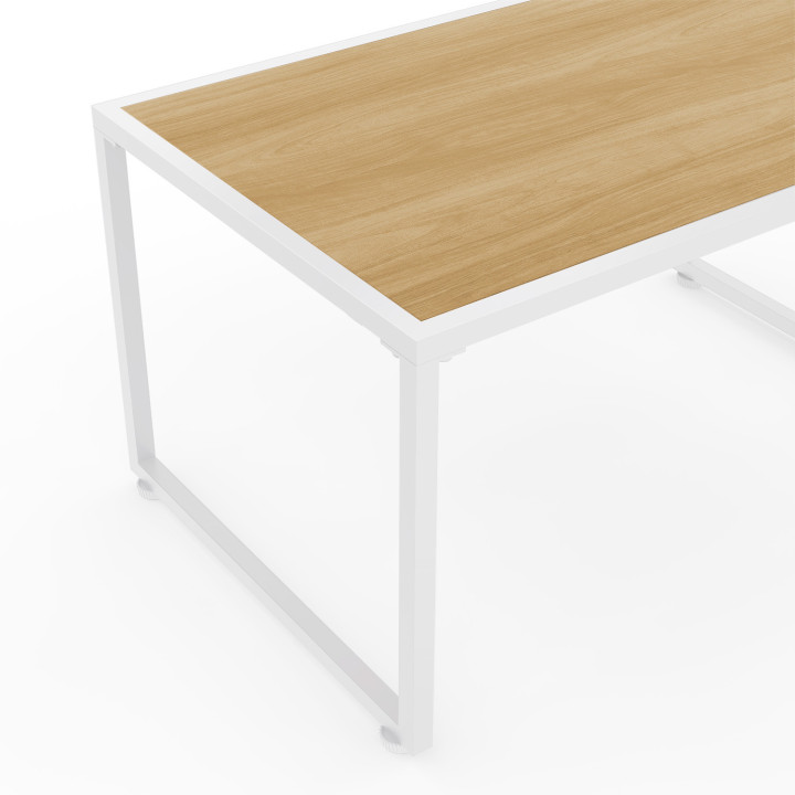 Set di mobili da giardino bassi a 8 posti con struttura in metallo bianco, corda effetto rattan e cuscini beige - RIO | IdMarket