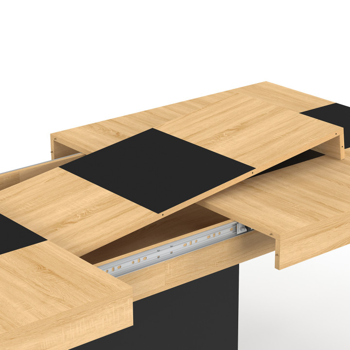 Tavolo da pranzo allungabile in legno con fascia centrale nera - EDEN | ID Market