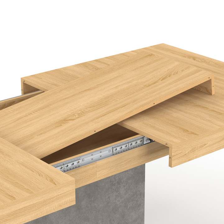 Tavolo da pranzo allungabile 6-10 persone effetto legno e cemento - EDEN | ID Market