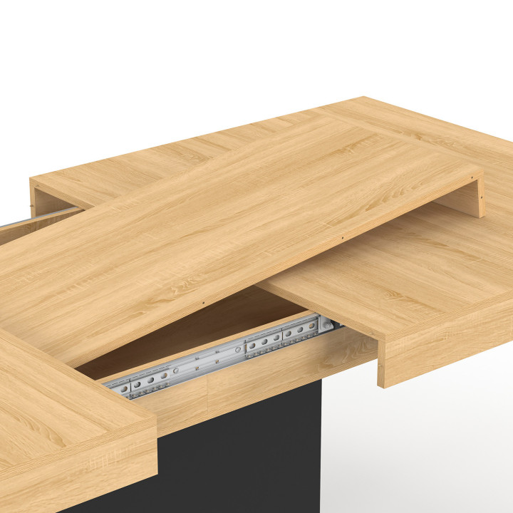 Tavolo da pranzo allungabile in legno e nero per 10-12 persone - EDEN | ID Market