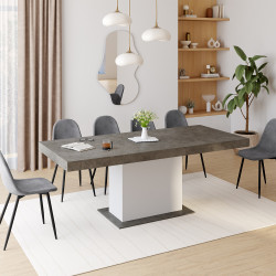 Tavolo da pranzo allungabile 6-10 persone 160-200 cm in cemento e bianco - EDEN | ID Market