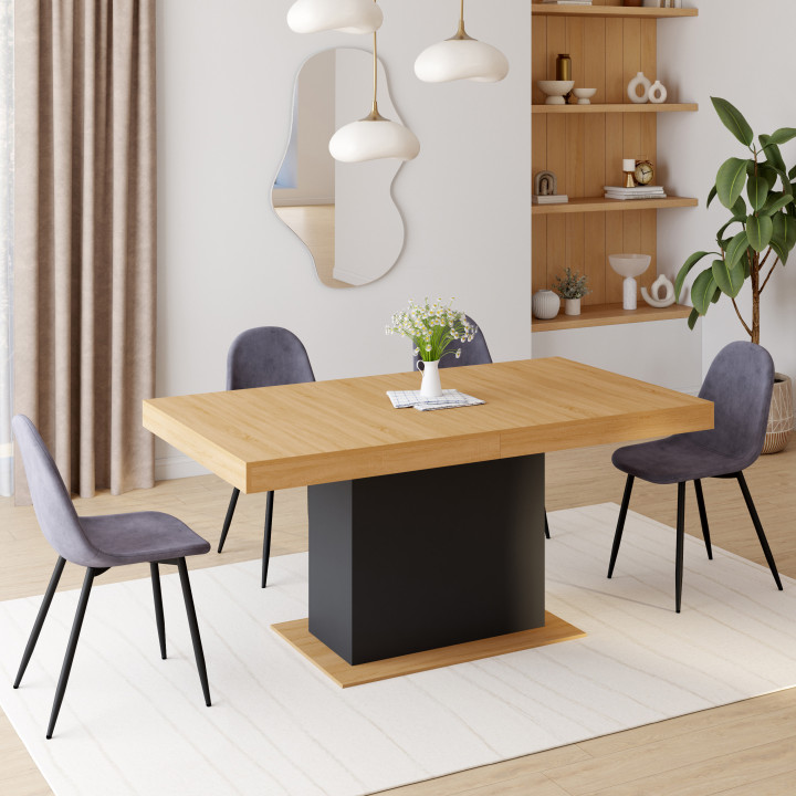 Tavolo da pranzo in legno e nero - EDEN | ID Market