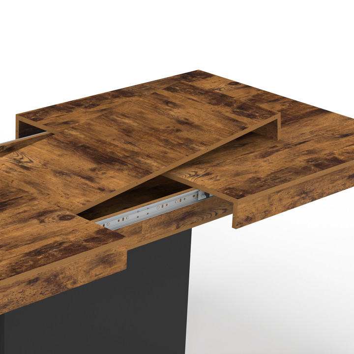 Tavolo da pranzo allungabile 6-10 persone 160-200 cm effetto legno invecchiato e nero - EDEN | ID Market