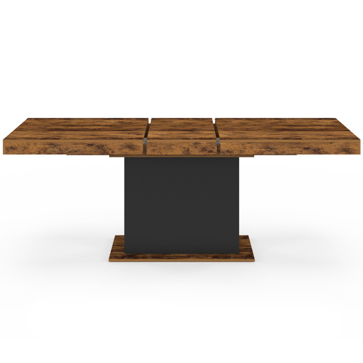 Tavolo da pranzo allungabile 6-10 persone 160-200 cm effetto legno invecchiato e nero - EDEN | ID Market