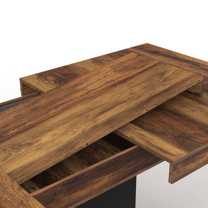 Tavolo da pranzo allungabile in legno scuro e nero 6-10 persone - EDEN | ID Market