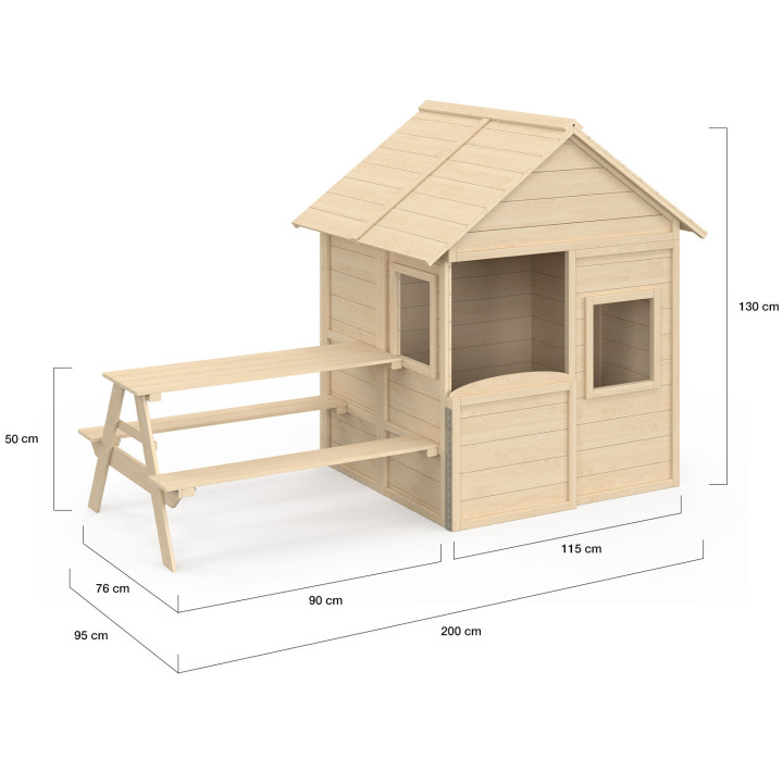 Casetta in legno per bambini con tavolo da picnic incorporato - ODYSSEY | IdMarket