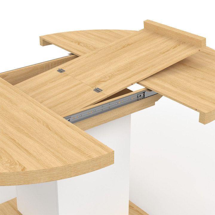 Tavolo da pranzo rotondo allungabile 4-8 persone in legno e bianco 120-160 cm - EDEN | ID Market