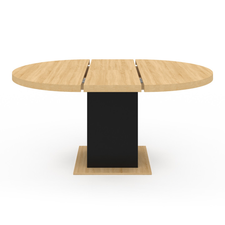 Tavolo da pranzo rotondo allungabile 4-8 persone in legno e nero - EDEN | ID Market