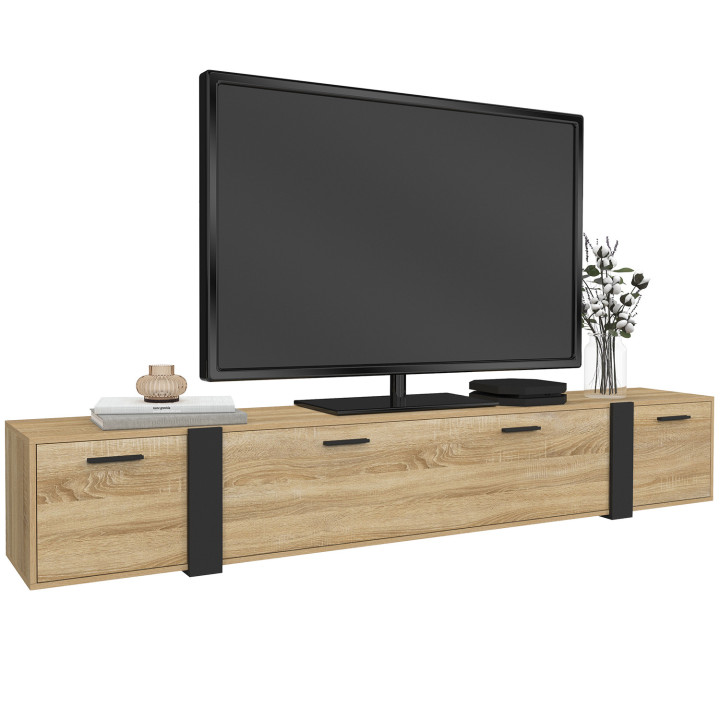 180 cm Porta TV a 3 ante a parete dal design industriale