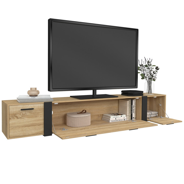 180 cm Porta TV a 3 ante a parete dal design industriale