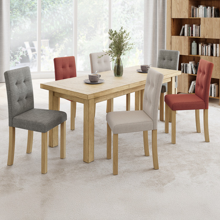 Set di 6 sedie imbottite in colori misti grigio, terracotta e beige - POLGA | IdMarket