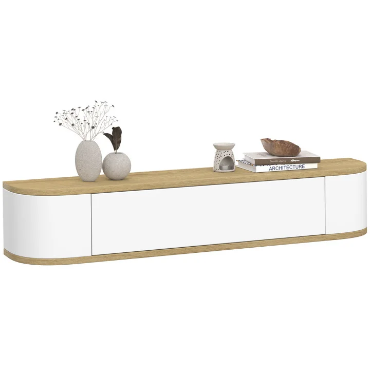 Mensola da ingresso a 1 anta in legno e bianco - LEORA | IdMarket