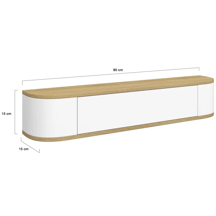 Mensola da ingresso a 1 anta in legno e bianco - LEORA | IdMarket