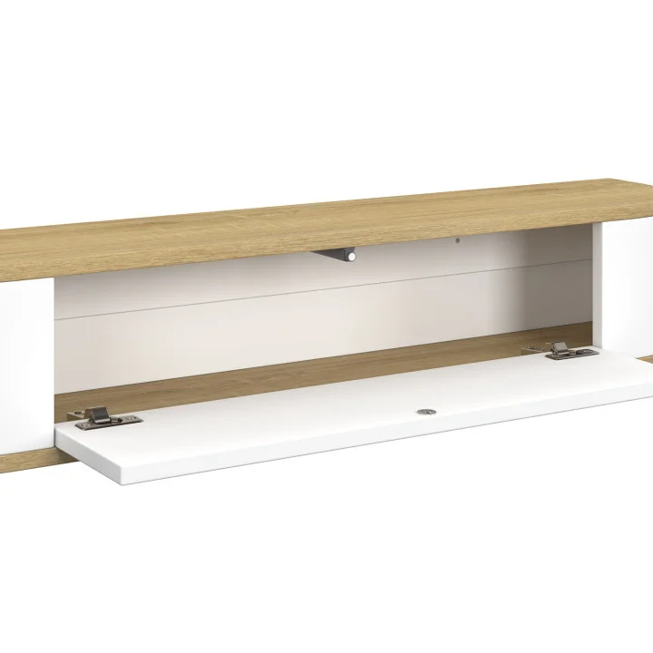 Mensola da ingresso a 1 anta in legno e bianco - LEORA | IdMarket