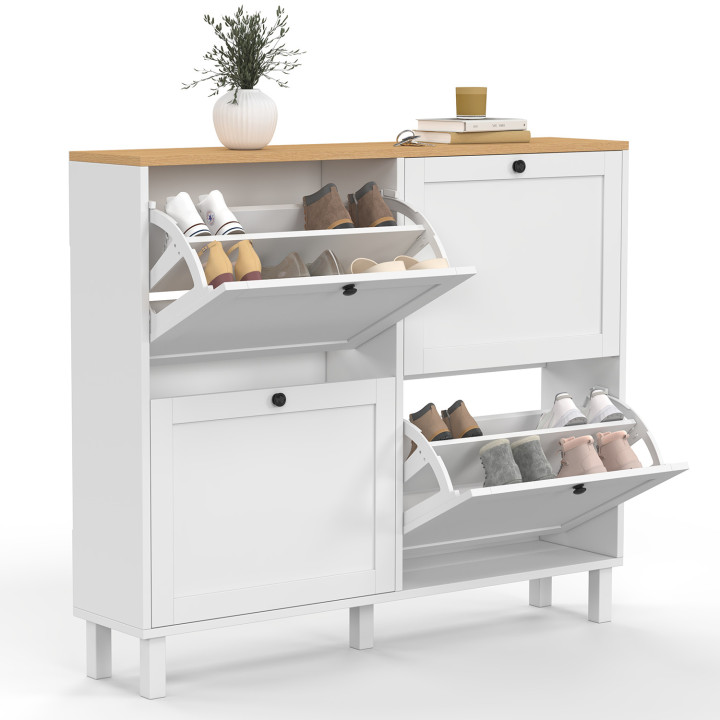 20 paia di scarpiere ACHILLE con 4 ante bianche e piano in legno