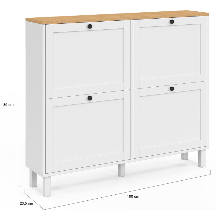 20 paia di scarpiere ACHILLE con 4 ante bianche e piano in legno