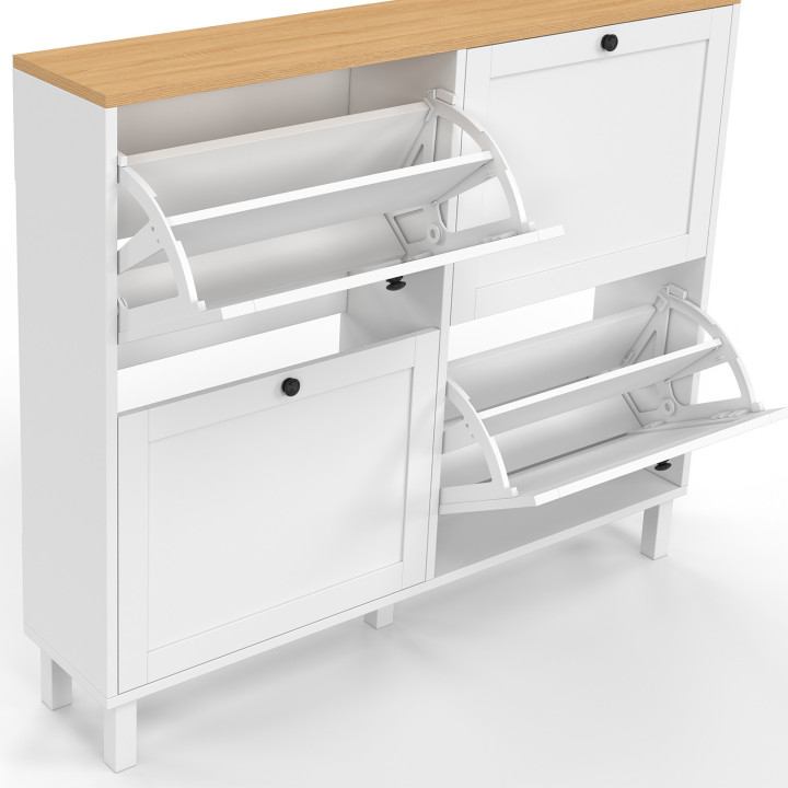 20 paia di scarpiere ACHILLE con 4 ante bianche e piano in legno