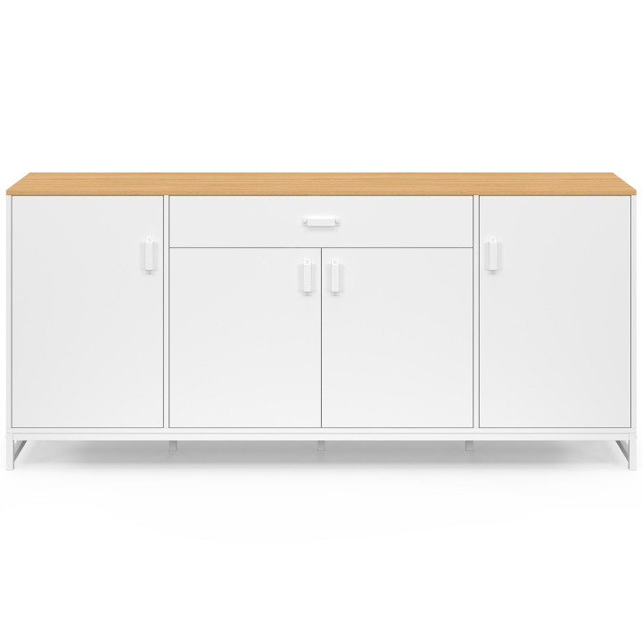 Madia XXL da 180 cm con 4 ante e 1 cassetto, legno e bianco - WASHINGTON | IdMarket