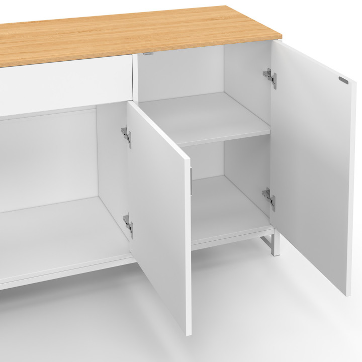 Madia XXL da 180 cm con 4 ante e 1 cassetto, legno e bianco - WASHINGTON | IdMarket