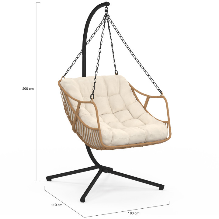 Poltrona traforata in rattan con cuscino ecru - LOA | IdMarket