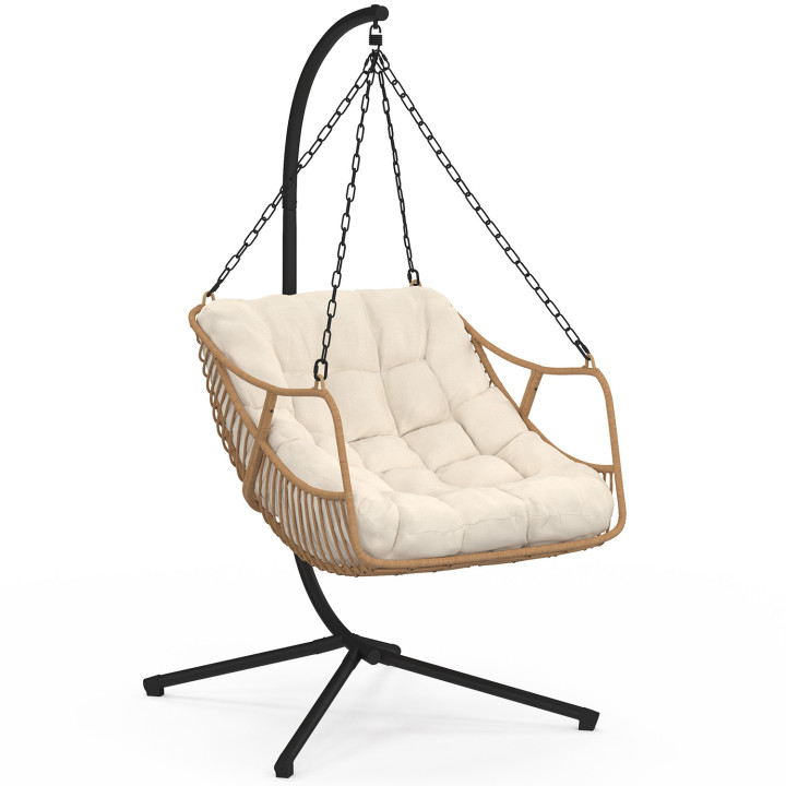 Poltrona traforata in rattan con cuscino ecru - LOA | IdMarket