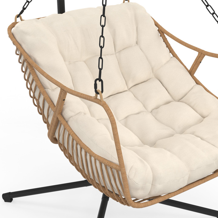 Poltrona traforata in rattan con cuscino ecru - LOA | IdMarket