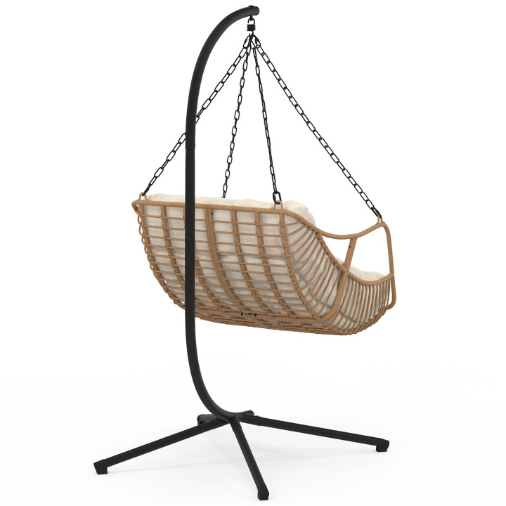 Poltrona traforata in rattan con cuscino ecru - LOA | IdMarket