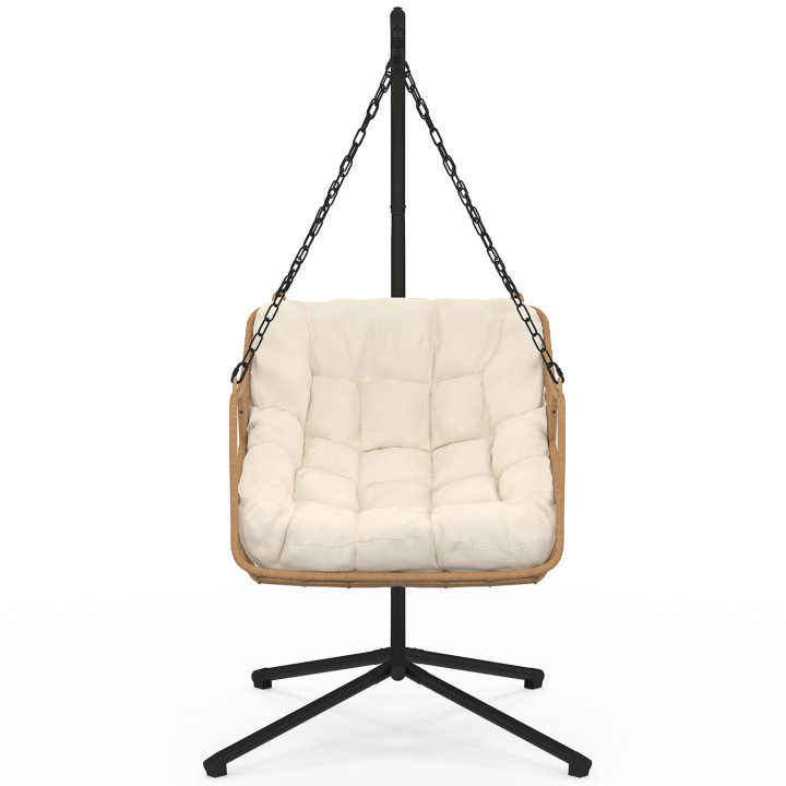 Poltrona traforata in rattan con cuscino ecru - LOA | IdMarket