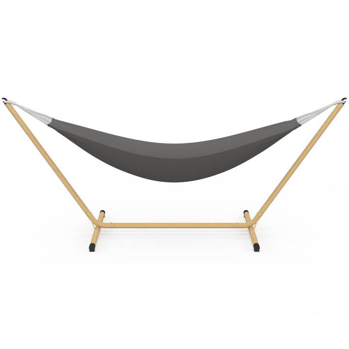 Amaca con supporto in metallo effetto legno e tela grigio antracite | IdMarket