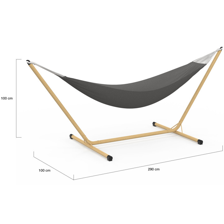 Amaca con supporto in metallo effetto legno e tela grigio antracite | IdMarket