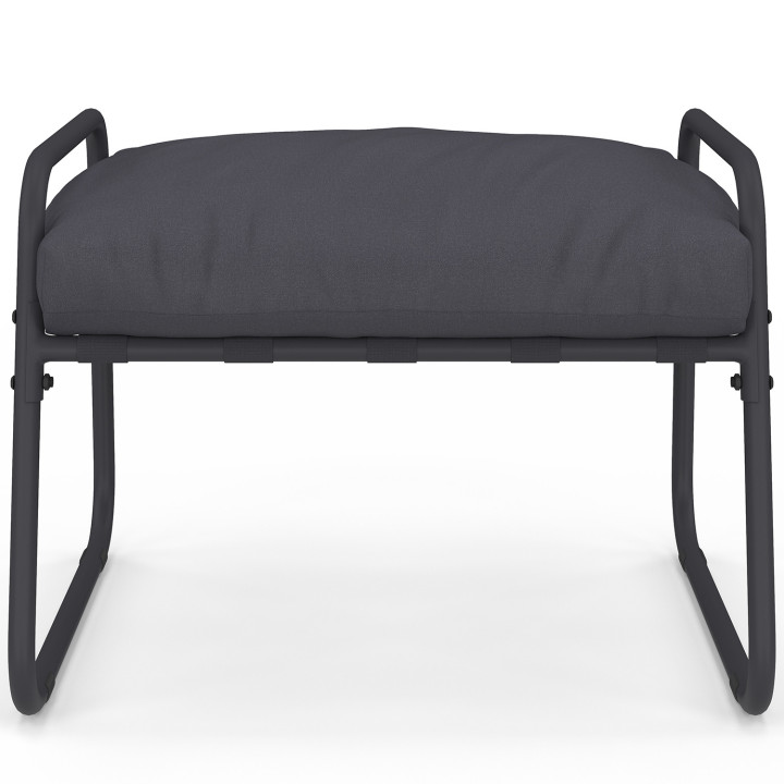 Set di 2 poltrone da giardino con poggiapiedi grigio e cuscino grigio antracite