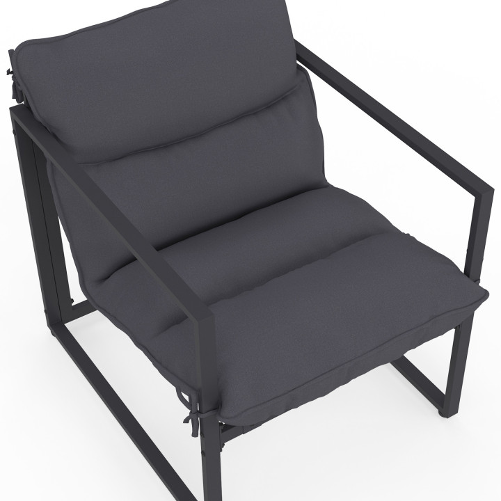 Set di 2 poltrone da giardino con poggiapiedi grigio e cuscino grigio antracite