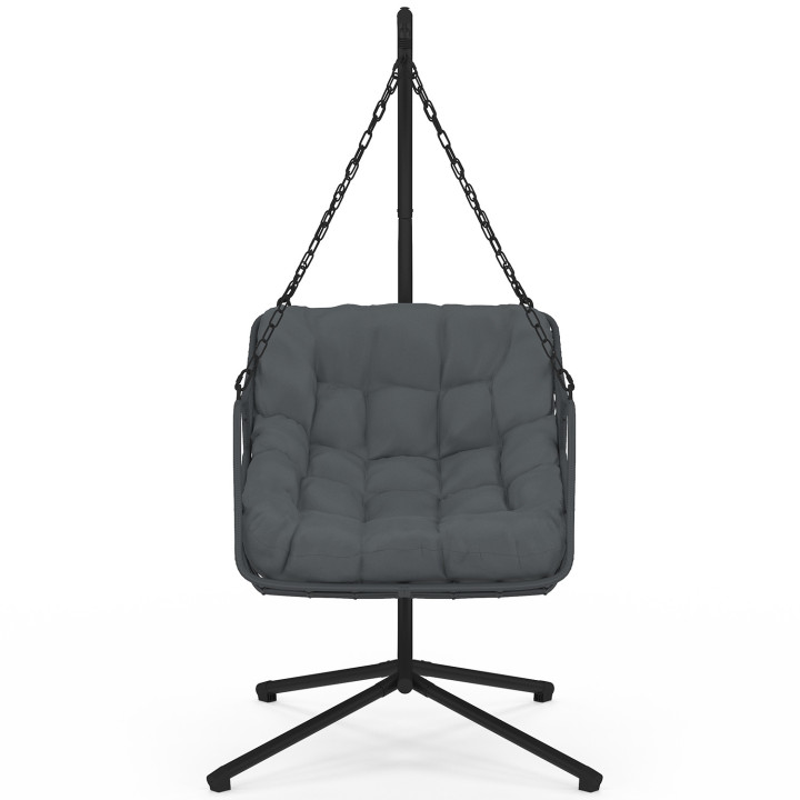 Poltrona reclinabile traforata in rattan grigio con cuscino grigio - LOA | IdMarket