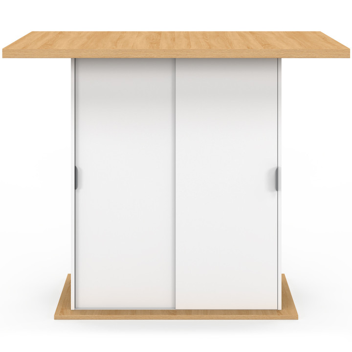 Isola centrale a 4 posti da 110 cm con contenitore in legno bianco e piano di lavoro effetto faggio - PAXTON | IdMarket