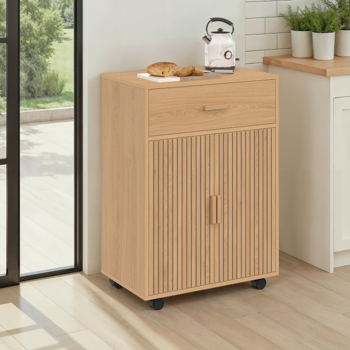 Credenza JULIETTE con cassetto in legno effetto doghe L.60 cm