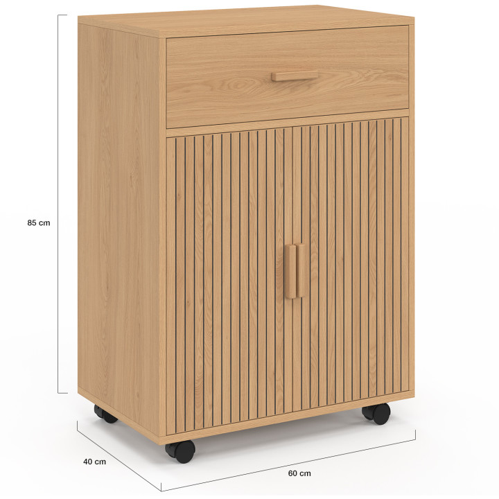 Credenza JULIETTE con cassetto in legno effetto doghe L.60 cm