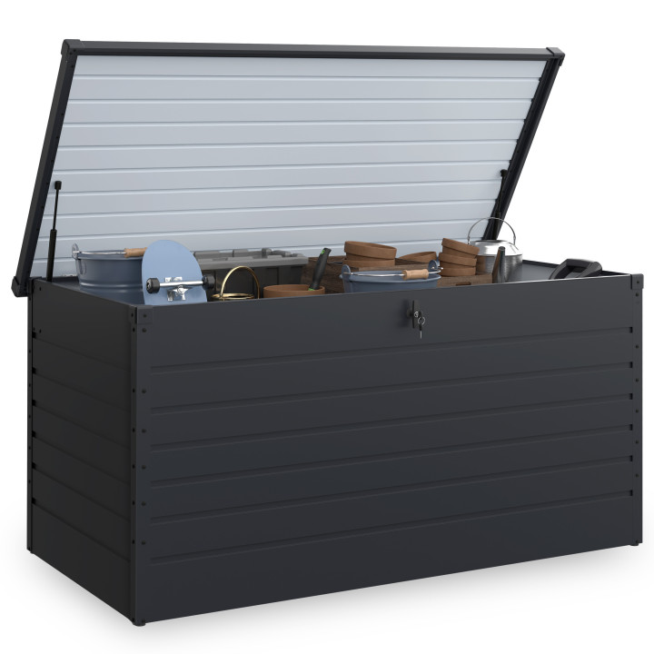 Cassetta in metallo con serratura grigio antracite per giardino 1250L 175x95x90 cm | IdMarket