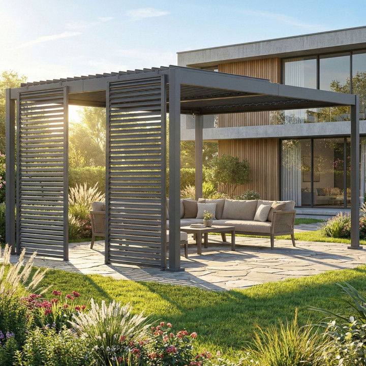 Set di 2 lamelle per pergola modulare grigio antracite | IdMarket