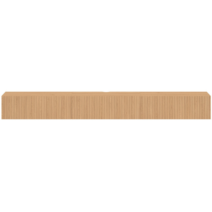 Mobile TV sospeso da 270 cm con 3 ante a doghe color rovere - JULIETTE | IdMarket