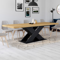 Tavolo da pranzo rettangolare allungabile ALICIA 8-12 persone legno e nero 200-250 cm
