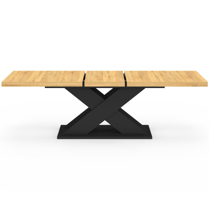 Tavolo da pranzo rettangolare allungabile ALICIA 8-12 persone legno e nero 200-250 cm