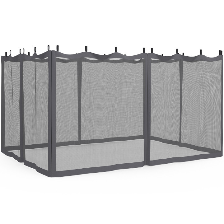 Set di 4 zanzariere per pergola 3x4 grigio con cerniera + ganci | IdMarket