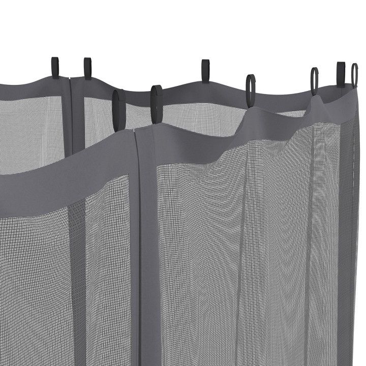 Set di 4 zanzariere per pergola 3x4 grigio con cerniera + ganci | IdMarket