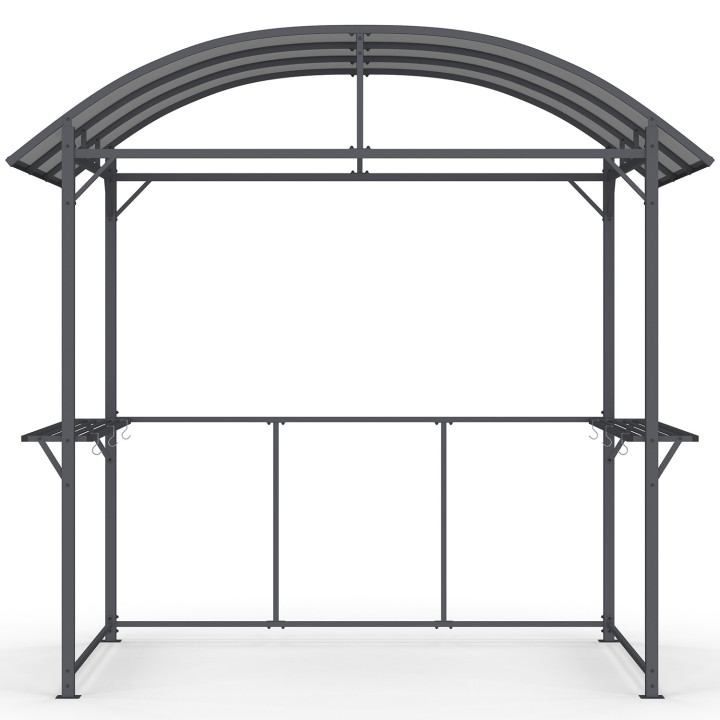 Pensilina per barbecue 240 x 150 x 220 cm con ripiani, metallo grigio e tetto in policarbonato | IdMarket