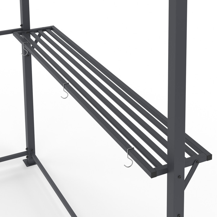 Pensilina per barbecue 240 x 150 x 220 cm con ripiani, metallo grigio e tetto in policarbonato | IdMarket