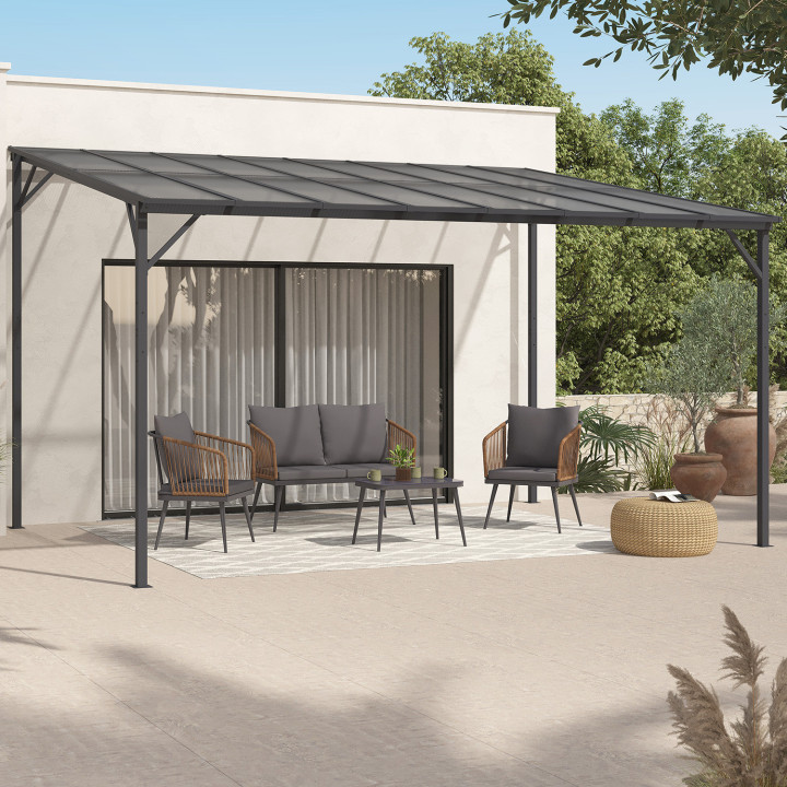 Pergola rigida in policarbonato 3x4 M grigio antracite
