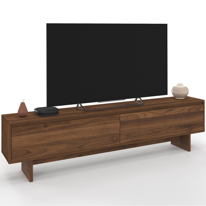 Porta TV 180 cm a 2 ante effetto noce - YURI | IdMarket