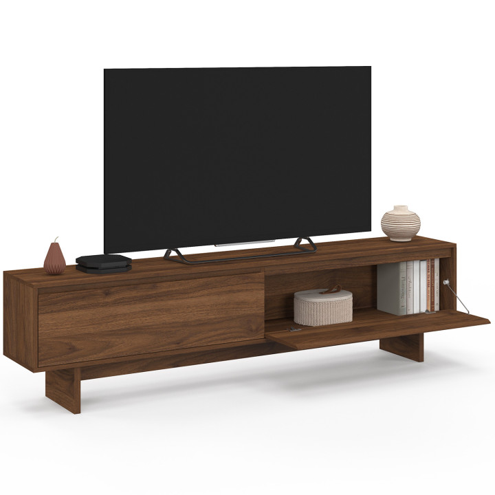 Porta TV 180 cm a 2 ante effetto noce - YURI | IdMarket